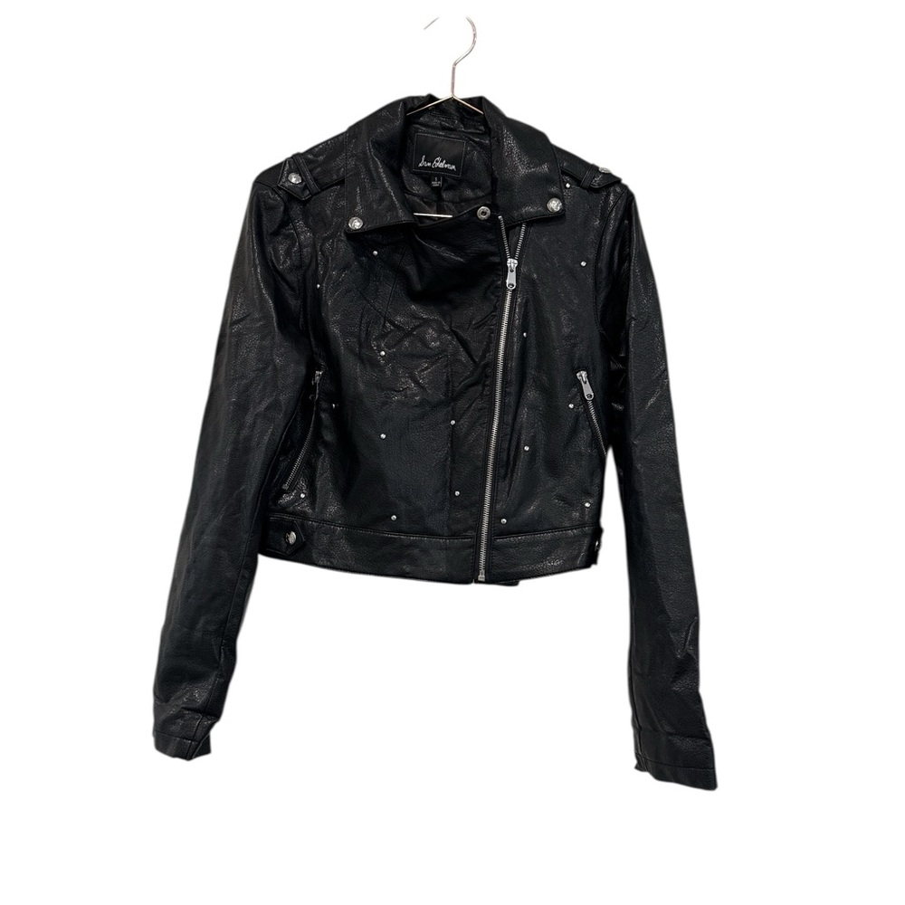 Sam Edelman Black faux Leather Moto Jacket Asymmetrical Zipper